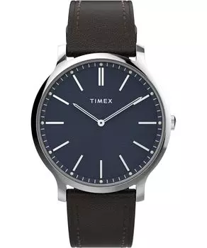 Часы Timex Men s Gallery 40 мм, коричневый/синий/серебристый тон. , ремень