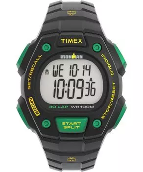 Часы Timex Men s Ironman Triathlon Classic 30 41 мм, черные/цифровые/черные/зеленые. , цифровой.
