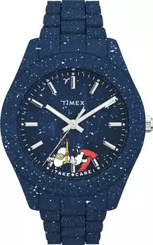 Часы Timex Men s Waterbury Ocean из переработанного пластика 42 мм, синие/арахисовые, один размер, часы-браслет Waterbury Ocean 41 мм из переработанного пластика