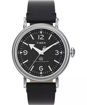 Часы Timex Men s Waterbury Traditional 40 мм - черный ремешок, черный циферблат, серебристый корпус, черный цвет