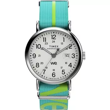 Часы Timex Men s Weekender 40 мм - Синий ремешок Белый циферблат Корпус серебристого тона, Синий