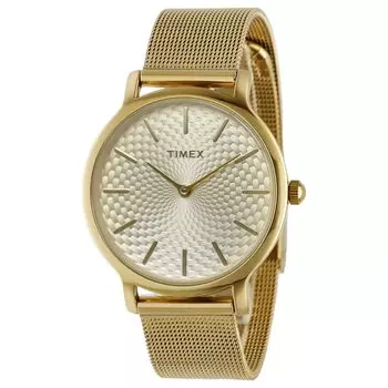 Часы Timex Metropolitan Skyline TW2R36100 кварцевые 3 ATM водонепроницаемые минеральное стекло золотой циферблат латунь [TIMEX] женские [Товар] золотой