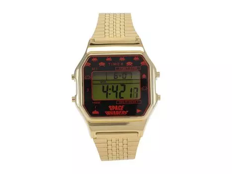 Часы Timex T80 x Space Invaders 34 мм с кварцевым ремешком из нержавеющей стали Gold 18 Casual (модель:TW2V30100YB)