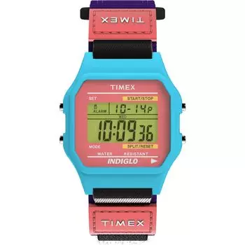 Часы Timex Uni Classic Digital 36 мм, фиолетовые/синие/цифровые. , ремень