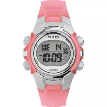Часы Timex Uni Digital 33 мм — розовый ремешок, цифровой циферблат, серебристый корпус, розовый/серебристый оттенок/цифровой.