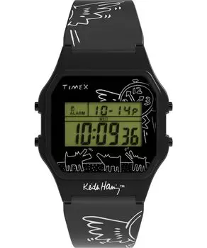 Часы Timex Uni Keith Haring Easy Reader 40 мм, черные/цифровые/черные.