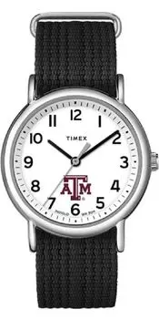 Часы Timex Uni Weekender 38 мм - Texas A&M Aggies Slip-Through Single Layer Strap, черные