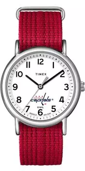 Часы Timex Uni Weekender 38 мм - Washington Capitals Slip-Through Single Layer Strap, красные