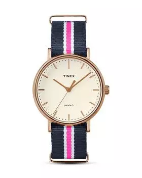 Часы TIMEX Unisex Fairfield Analog (Weekender [Номер модели TW2P91500]) [Темно-синий/Белый/Розовый/]