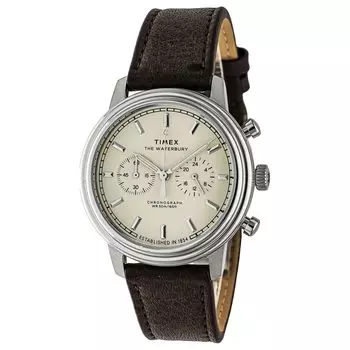 Часы Timex Waterbury TW2Y23500 кварцевые 50M водонепроницаемые минеральное стекло циферблат цвета слоновой кости нержавеющая сталь [TIMEX] мужские [Товар] слоновая кость