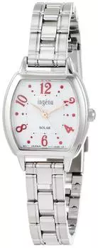 Часы типа «бочка» с солнечными арабскими цифрами, белый циферблат AHJD106, серебристый [Seiko Watch] Angne, женские