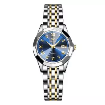 Часы Tokei Business Fashionable Arm Watch Date Waterproof Watch Analog Quartz Fashion Watch Blue Style Popular Gold Silver Watch Stainless Steel