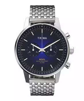 Часы TRIWA NEVIL Chronograph Blue Dial Silver Links Belt Bracelet Regular Import Sweden Scandinavia Design Mens NEST130-BR021212 серебряный