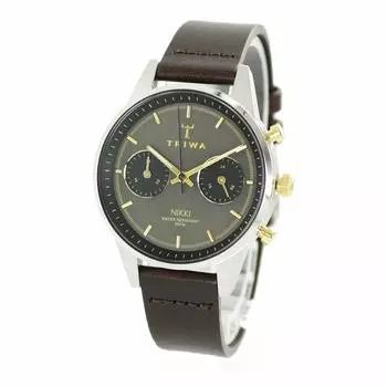 Часы TRIWA Scandinavian Brand AQUATIC NIKKI Dual Time из органической кожи цвета дымчато-серый, темно-коричневый [TRIWA] Женские NKST103-SS010412 [Товар]