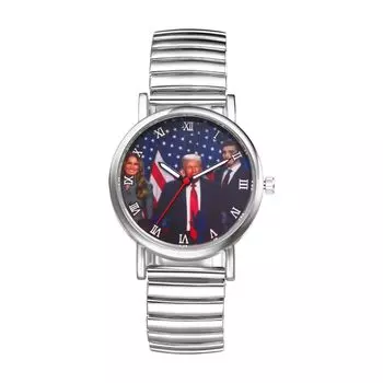 Часы Trump Return Президент Трамп 2024 Президентские выборы в США Популярные аналоговые водонепроницаемые стильные кварцевые часы унисекс Серебряный Золотой Модный аксессуар серебряный