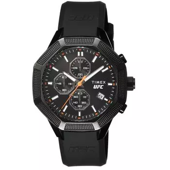 Часы UFC King с черным циферблатом, кварцевые, водонепроницаемые, 10 АТМ, минеральное стекло, 45 мм, TW2V87200, черные [TIMEX] мужские [Товар] чёрный