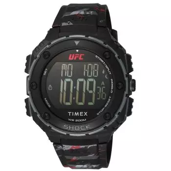 Часы UFC Timex Fight Week цифровые кварцевые 200 м водонепроницаемые акриловые 50 мм TW2V85100 черные [TIMEX] мужские [Товар] чёрный