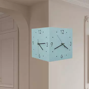 Часы угловые, тихие, квадратные, для кафе, столовой синий