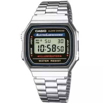 Часы унисекс Casio A168W-1, черные, серебристые ( 36 мм)