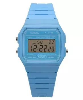 Часы унисекс Casio Digital с синим полимерным ремешком F-91WC-2A