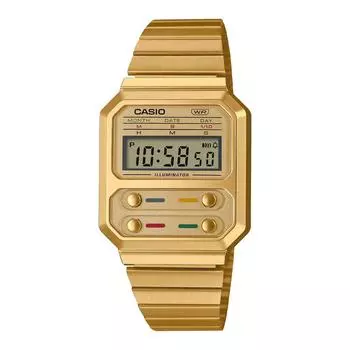 Часы унисекс со светодиодной подсветкой Casio A100WEG-9AEF ( 33 мм)