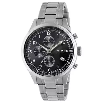 Часы унисекс Timex Dress TW2Y01400 кварцевые 50M водонепроницаемые минеральное стекло черный циферблат нержавеющая сталь [TIMEX] [Товар] чёрный