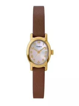 Часы унисекс Timex Main Street TW2W82500 кварцевые ежедневные водонепроницаемые минеральное стекло белый циферблат нержавеющая сталь [TIMEX] [Товар] коричневый