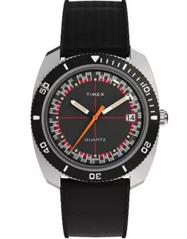 Часы унисекс Timex Q Timex TW2W22400 Кварцевые 5 АТМ водонепроницаемые пластик черный циферблат нержавеющая сталь [TIMEX] [item] чёрный
