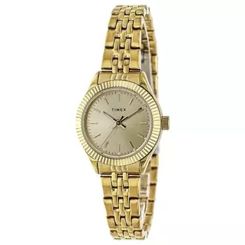 Часы унисекс Timex Trend TW2W91000 кварцевые 50M водонепроницаемые минеральное стекло желтый золотой циферблат нержавеющая сталь [TIMEX] [Товар]
