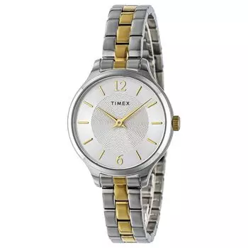 Часы унисекс Timex Trend TW2W98100 кварцевые 30M водонепроницаемые акриловый серебристый циферблат латунь [TIMEX] [Товар] серебряный