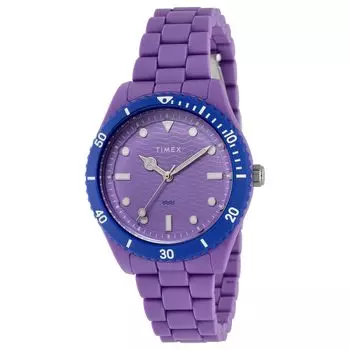 Часы унисекс Timex Trend TW2Y04800 кварцевые 30M водонепроницаемые минеральное стекло светло-фиолетовый циферблат переработанный пластик [TIMEX] [Товар] светло-фиолетовый