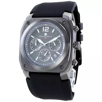 Часы, упакованные вручную, подарочный набор с футляром для часов, хронографом, широким каучуковым ремешком, часы [Salvatore Mara] Мужские Мужские [] (№1)