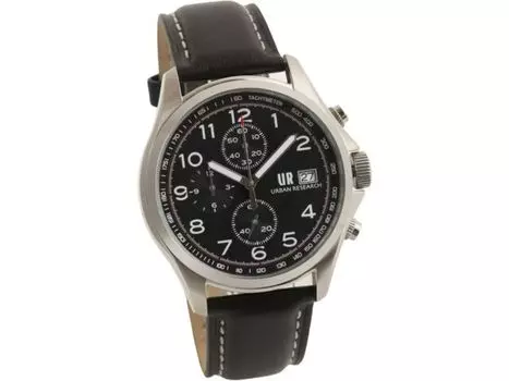 Часы URBAN RESEARCH UR003-01 мужские с черным кожаным ремешком и корпусом из нержавеющей стали, НОВЫЕ