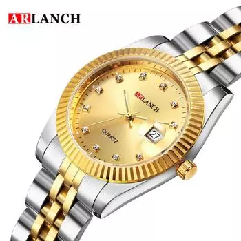 Часы Va Va Voom Мужские и женские водонепроницаемые со светящимся увеличительным стеклом и бриллиантами Кварцевые часы с календарем Часы с вакуумным покрытием