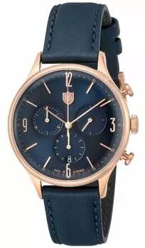 Часы Vander Rohe Chrono Blue Dial Navy Stainless Steel Quartz 38MM Germany Watch [Duffa] DF-9002-09 Мужские [Товар] тёмно-синий