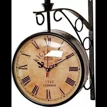 Часы Victoria Station 1747, двухсторонние часы, настенные часы на железнодорожной станции, домашний и офисный декор, подарочный предмет, персонализированные подарки для нее M чёрный