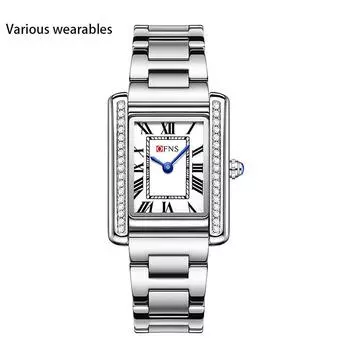 Часы в стиле ретро с бриллиантами, английскими часами, римской шкалой, квадратным циферблатом, водонепроницаемые, для пары, кварцевые часы