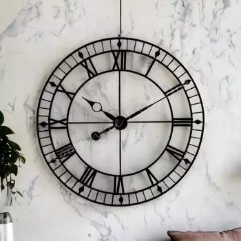 Часы Железные Ручной Работы Черные Очень Большие Настенные Часы/Гарантия Один Год / 9053-42, Аналоговые, 42 дюйма