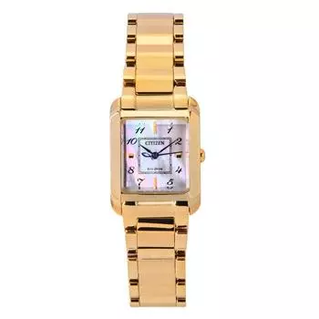 Часы женские Citizen L Square из нержавеющей стали цвета розового золота с перламутровым циферблатом Eco-Drive EW5603-89Y мать жемчужного