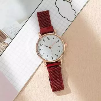 Часы женские кварцевые Yousheng с круглым циферблатом, магнитным креплением, без задержки, простые, высокоточные, наручные часы для ежедневных поездок на работу и обратно золотистый