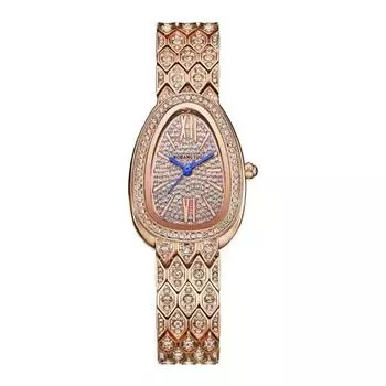 Часы женские роскошные календарные кварцевые повседневные часы с бриллиантами и овальным водонепроницаемым браслетом из стали