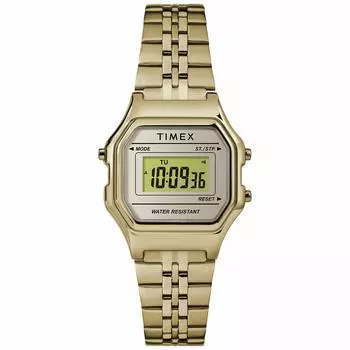 Часы женские Timex Classic Digital Mini золотистого оттенка, браслет, хронограф, цифровые.