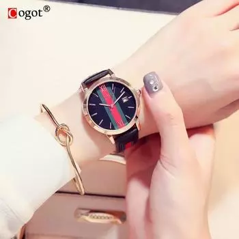 Часы женские винтажные Cogot водонепроницаемые римские часы с календарем W-76, популярные корейские часы