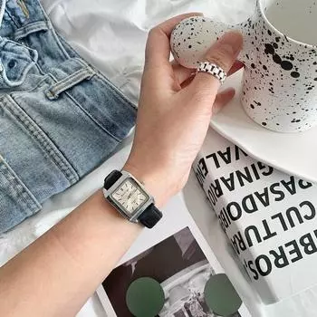 Часы женские женские Coco Antique Black Silver Mini с прямоугольным квадратным корпусом 2 цвета