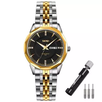 Часы золотые серебряные из нержавеющей стали деловые стильные классические наручные часы женские водонепроницаемые аналоговые брендовые простые часы с датой и днем недели роскошные наручные часы