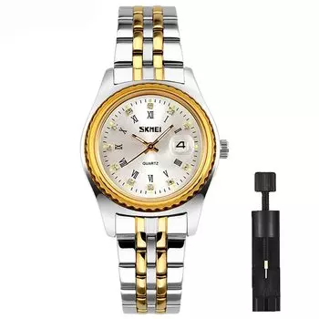 Часы Золотые Серебряные Нержавеющая сталь Водонепроницаемые Классические деловые наручные часы Женские аналоговые кварцевые брендовые стильные повседневные простые часы с датой Роскошные подарочные белые