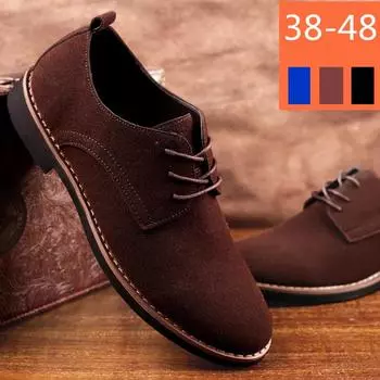 Chaussure Homme Suede Leather Men Shoes Oxford Casual Classic Sneakers Comfortable Footwear Dress Large Size Flats 39 синий