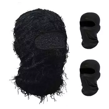CHCYCLE рваная балаклава, лыжная маска, вязаная балаклава, маска для лица для мужчин, женщин, катание на лыжах, сноуборде, велоспорт, пеший туризм чёрный