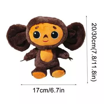 Cheburashka Plush Toys Monkey Stuffed Animal Dolls Kids Xmas Birthday Gift Decor Open Eyes,30cm/11.81in