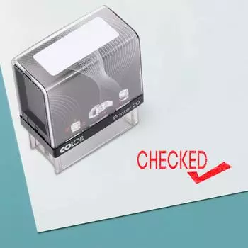 Checked Self Inking Rubber Stamp Custom Colop Office Stationary P20 Mini Stamper 14 mm x 38 mm красный